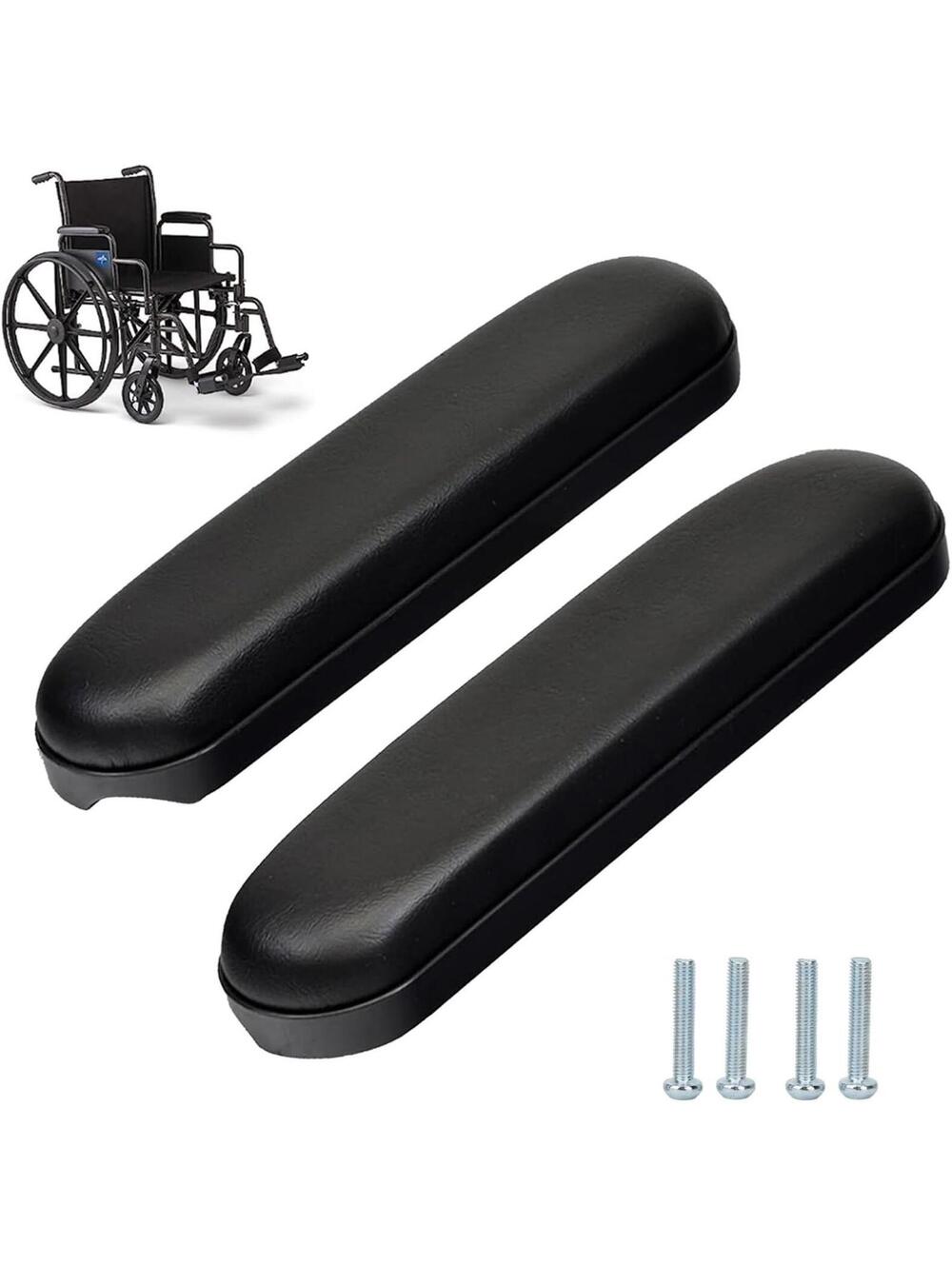 10-1/4" Universal Wheelchair Armrest Pads Pair w Screws Replacement Set